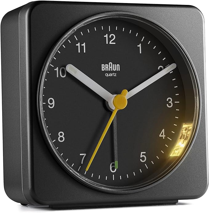 Braun Classic Clock with Snooze and Light, Crescendo Beep in Black - BC03B