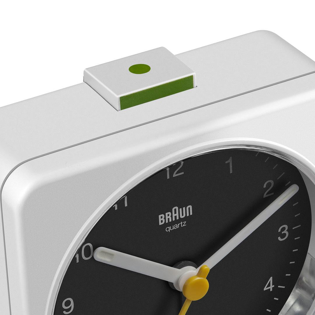 Braun Classic Clock with Snooze and Light, Crescendo Beep in White and Black - BC03WB