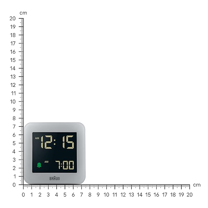 Braun Digital Clock with Snooze, Negative LCD Display, Quick Set, Crescendo Beep in Grey - BC09G