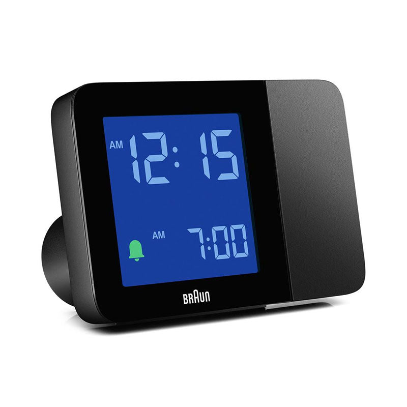 Braun Digital Projection Alarm Clock with 4 Backlight options, Negative LCD Display, Quick Set, Beep Alarm in Black, model BC15B