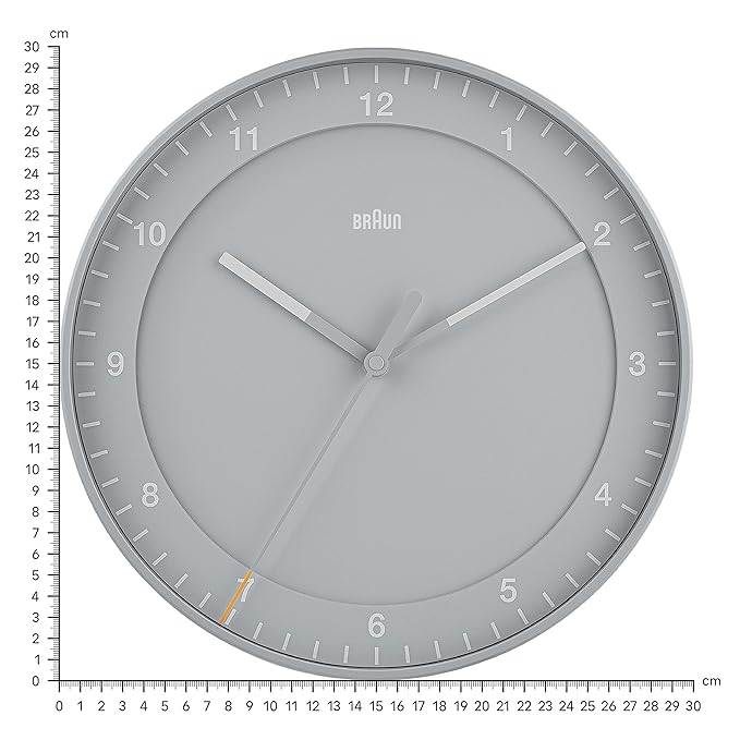 Braun Classic Large Wall Clock with Silent Sweep Movement, Easy To Read - BC17G