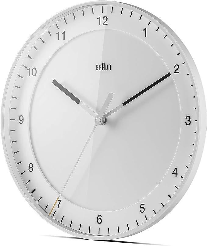 Braun Classic Large Wall Clock with Silent Sweep Movement, Easy To Read - BC17W