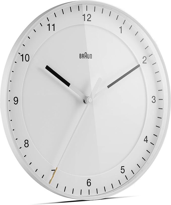 Braun Classic Large Wall Clock with Silent Sweep Movement, Easy To Read - BC17W