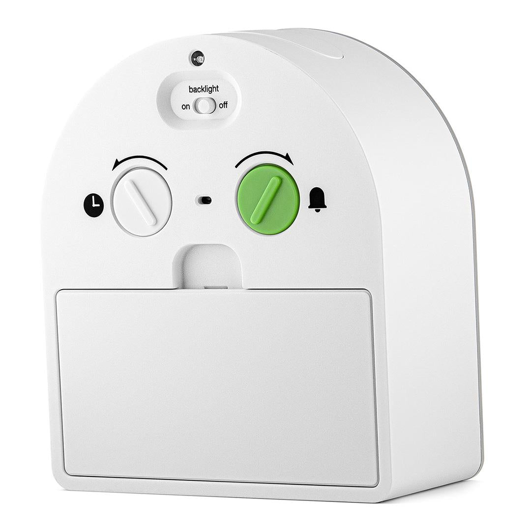 Braun Classic Clock with Snooze and Continuous Backlight, Crescendo Beep in White - BC22W