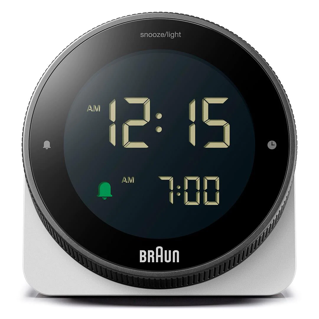 Braun Digital Clock with Snooze,Rotating bezel for quick time setting - BC24W