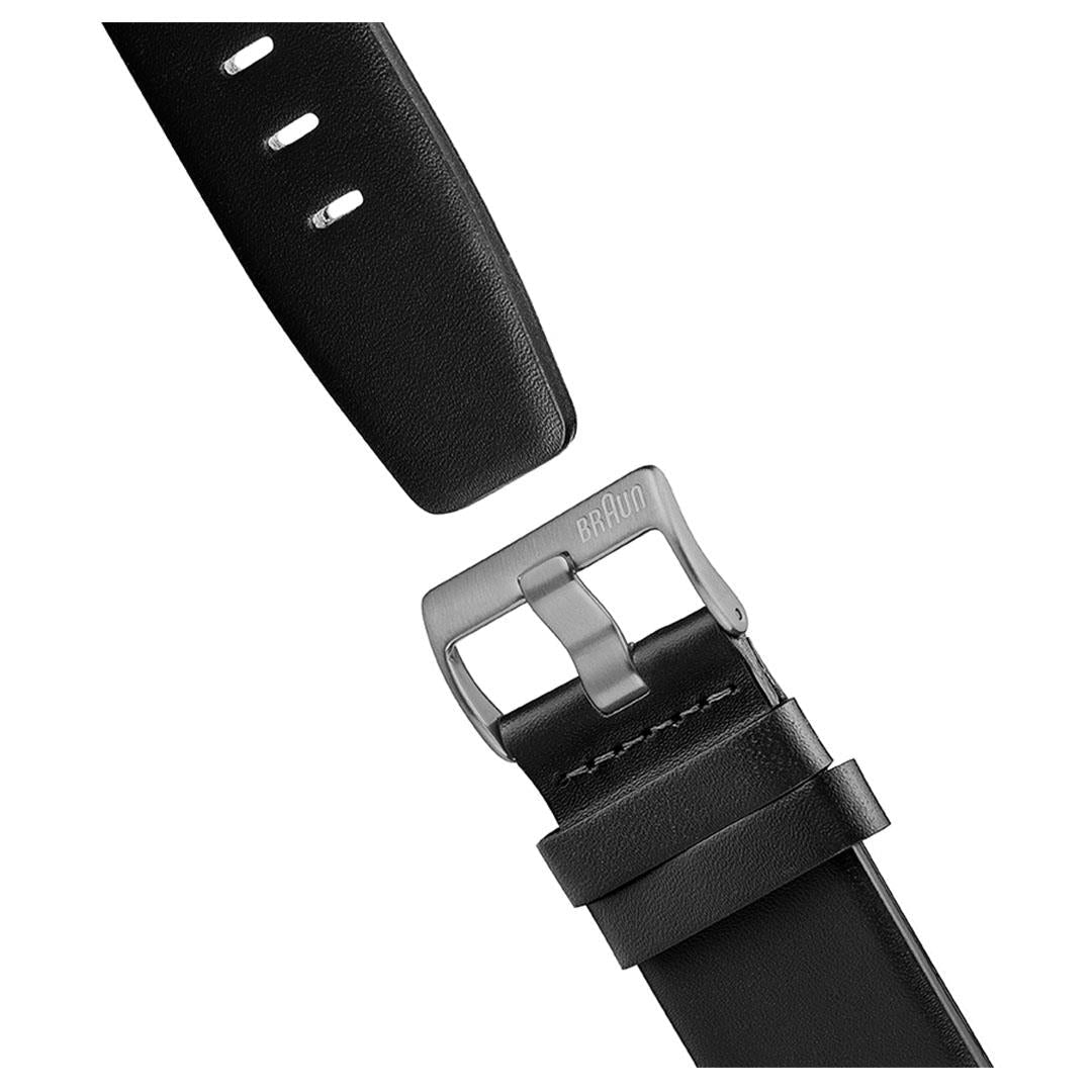 Braun Quartz Classic Watch with Black Leather Strap - BN0032WHBKG