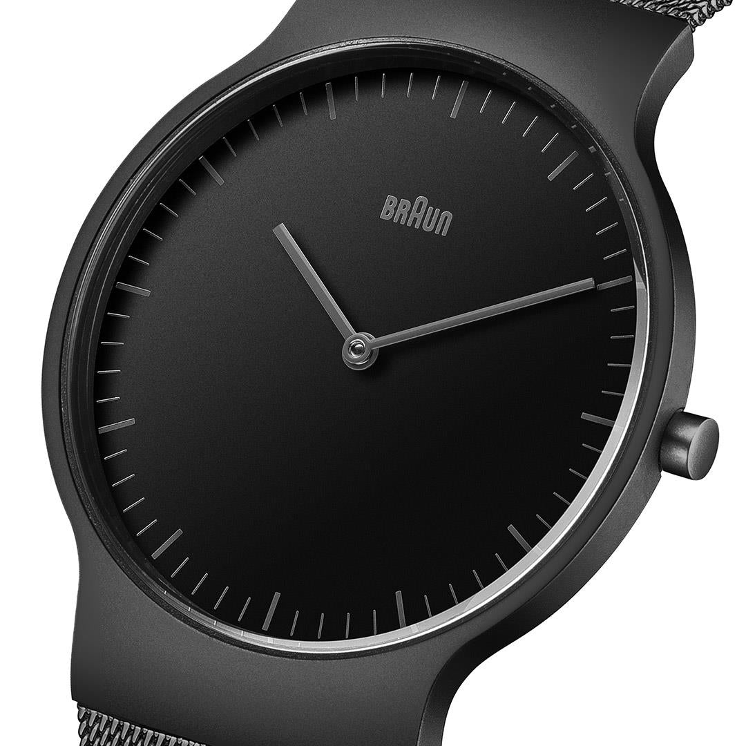 Braun Quartz Classic Slim Watch with Black Stainless Steel Strap - BN0211BBKMHG