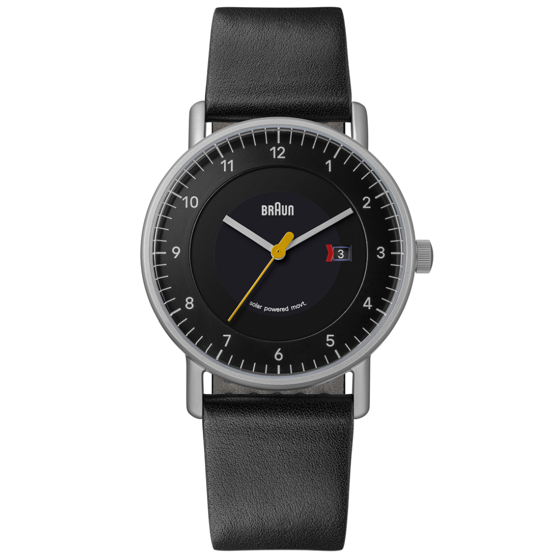 Braun Solar Quartz Watch with Black Dial and Black Leather Strap - BN0301BKSLBKG