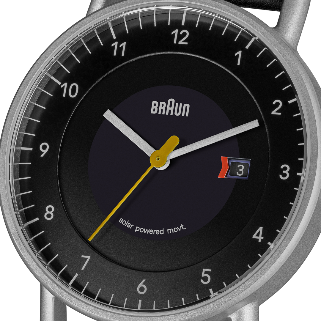 Braun Solar Quartz Watch with Black Dial and Black Leather Strap - BN0301BKSLBKG