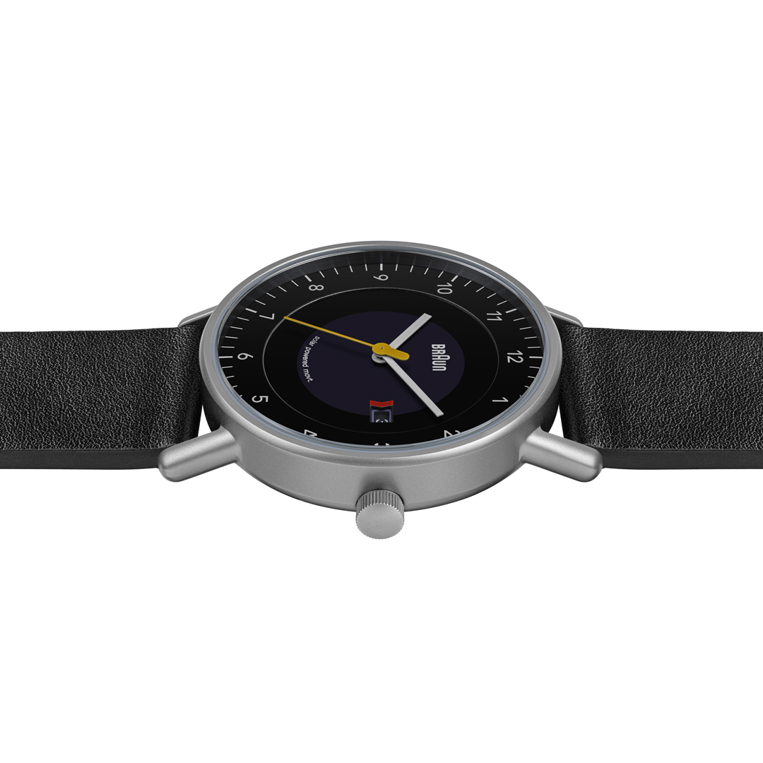 Braun Solar Quartz Watch with Black Dial and Black Leather Strap - BN0301BKSLBKG