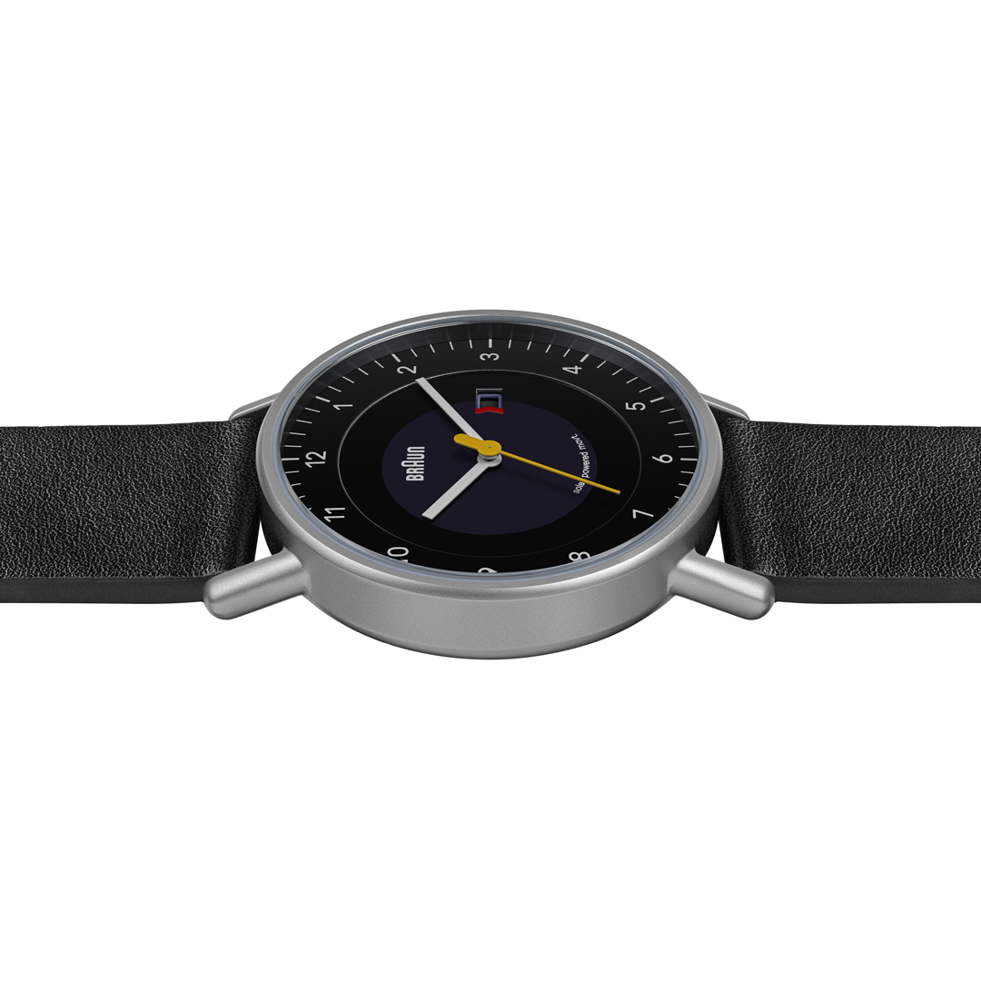 Braun Solar Quartz Watch with Black Dial and Black Leather Strap - BN0301BKSLBKG