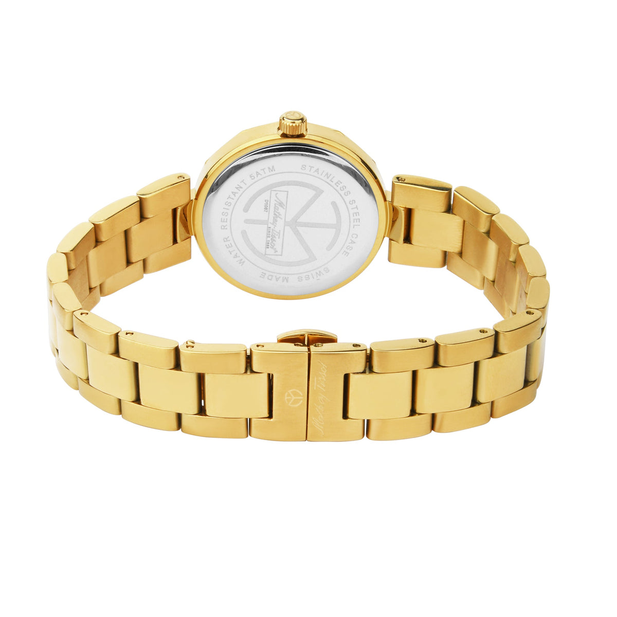 Mathey-Tissot Stainless Steel Grey Dial Analogue Watch for Women -D1087Pqyi, Gold Band