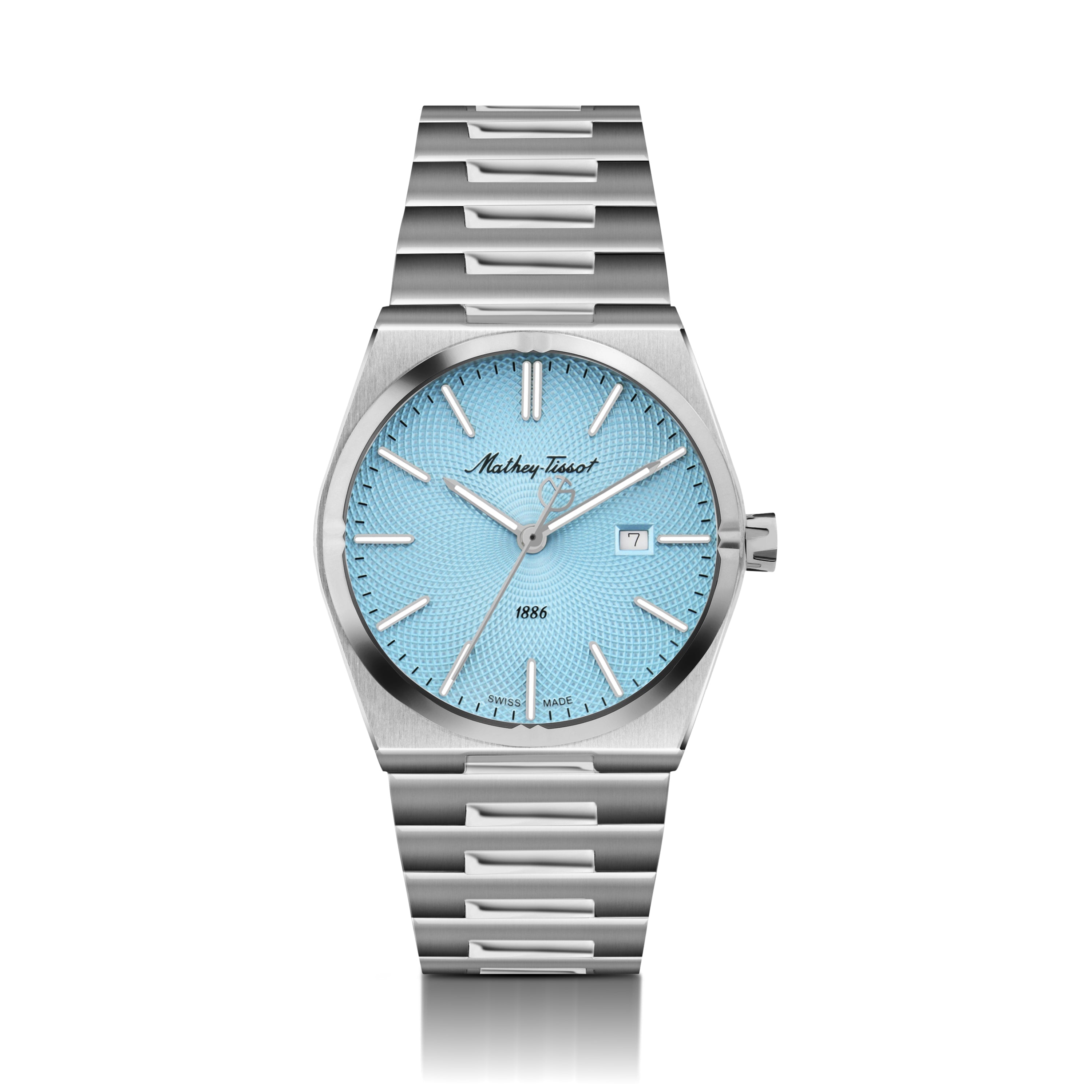 Mathey-Tissot Swiss Made Zeus Stainless Steel Blue Dial Quartz Ladies Watch - D118SK