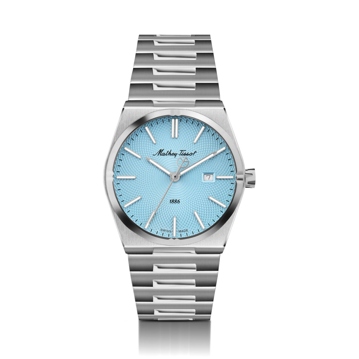 Mathey-Tissot Swiss Made Zeus Stainless Steel Blue Dial Quartz Ladies Watch - D118SK