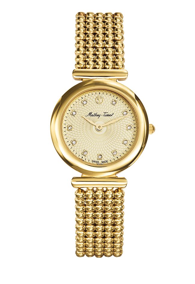 Mathey-Tissot Swiss Made Quartz Gold Dial Analog Watch For Women :-D539PDI