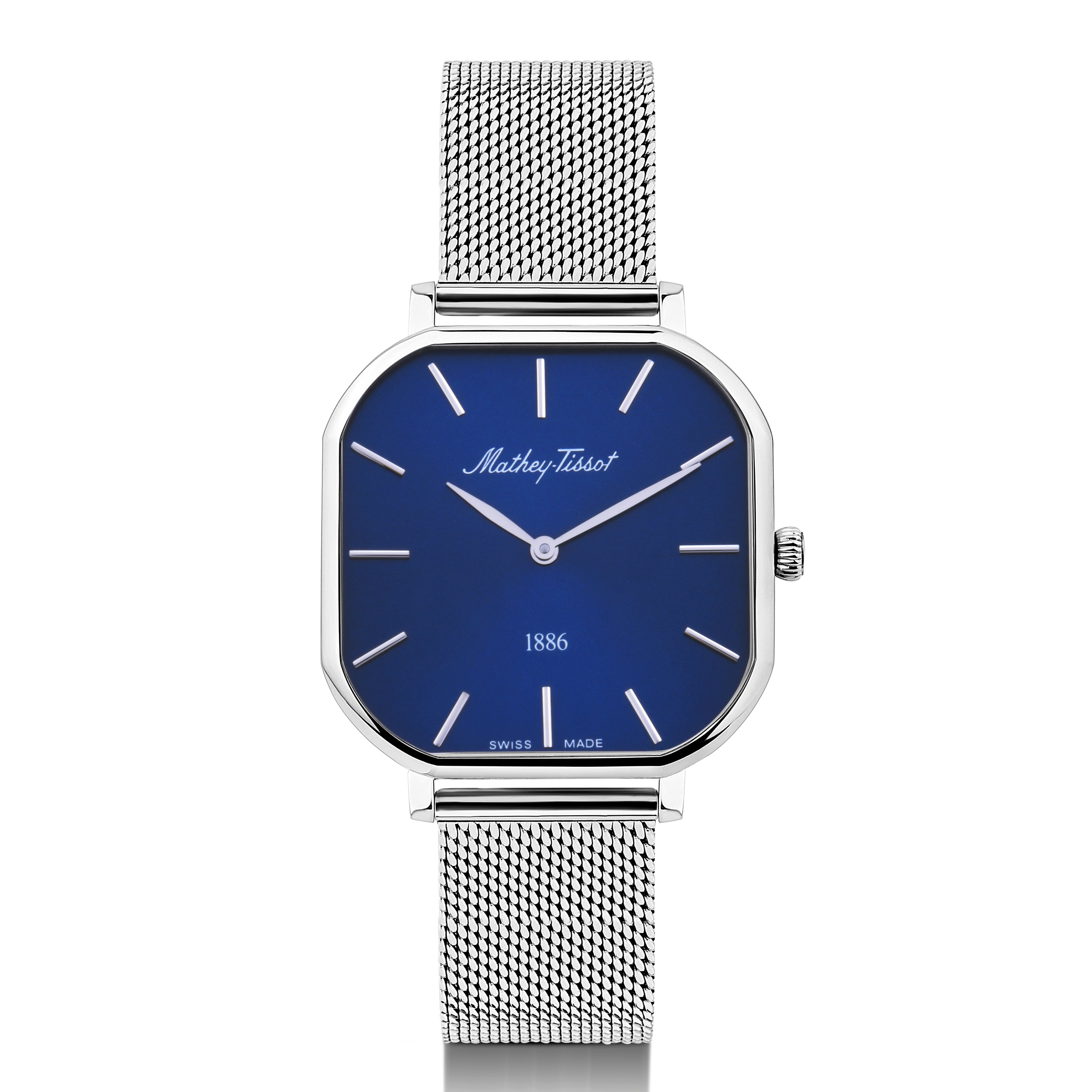 Mathey-Tissot Swiss Made Monsoon Square Quartz Blue Dial Ladies Watch - D7917ABU