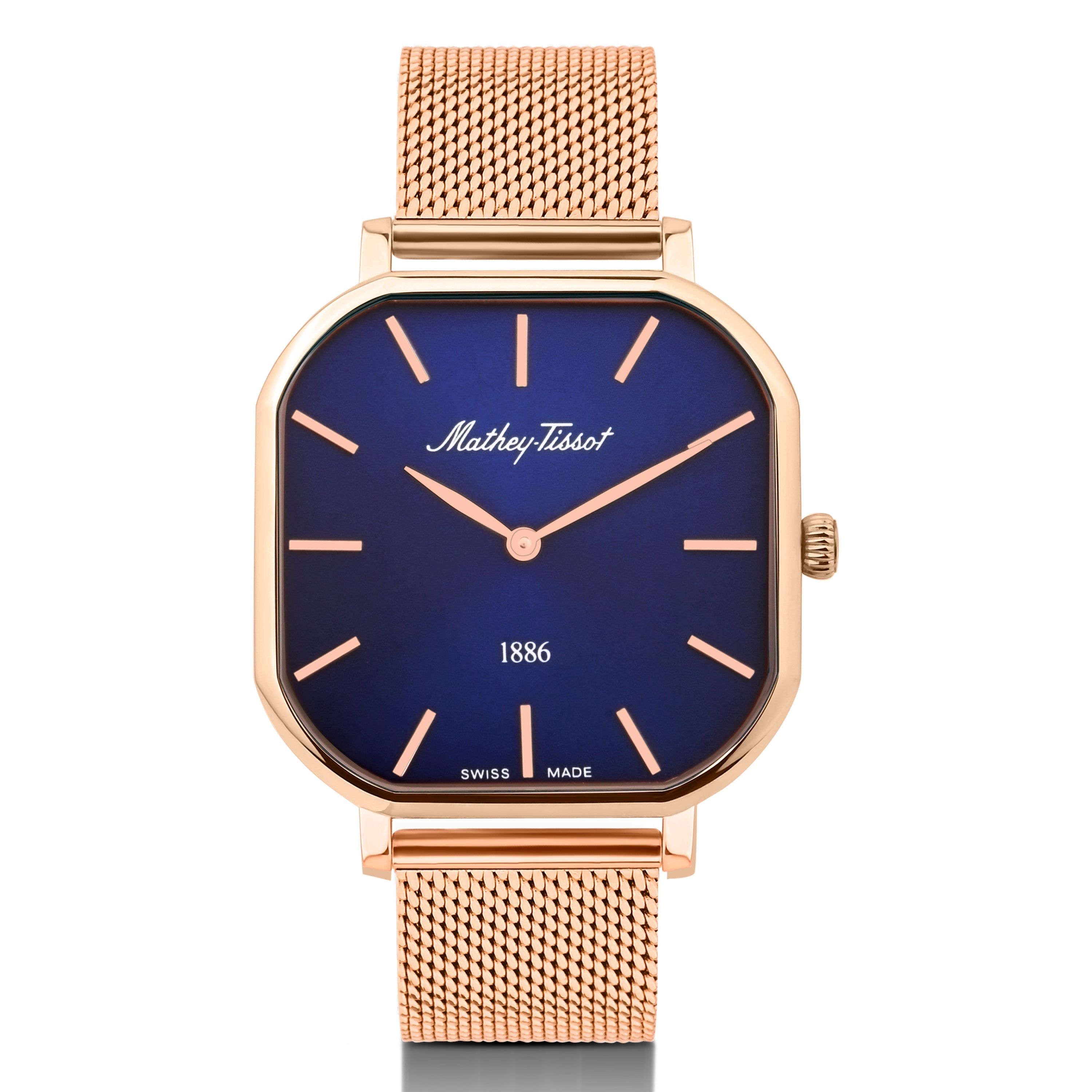 Mathey-Tissot Swiss Made Monsoon Square Quartz Blue Dial Ladies Watch - D7917PBU