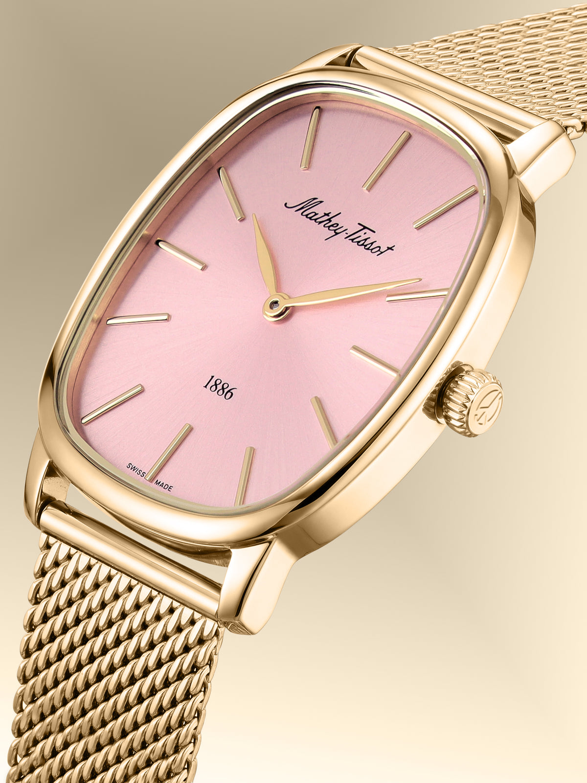 Mathey-Tissot Swiss Made Quartz Pink Dial Analog Watch - Ladies D7919PK