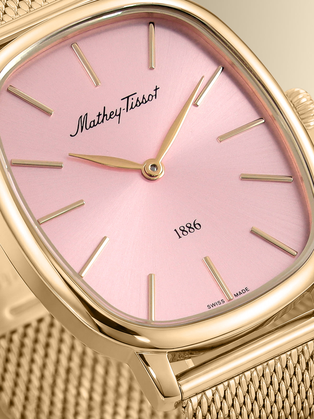 Mathey-Tissot Swiss Made Quartz Pink Dial Analog Watch - Ladies D7919PK