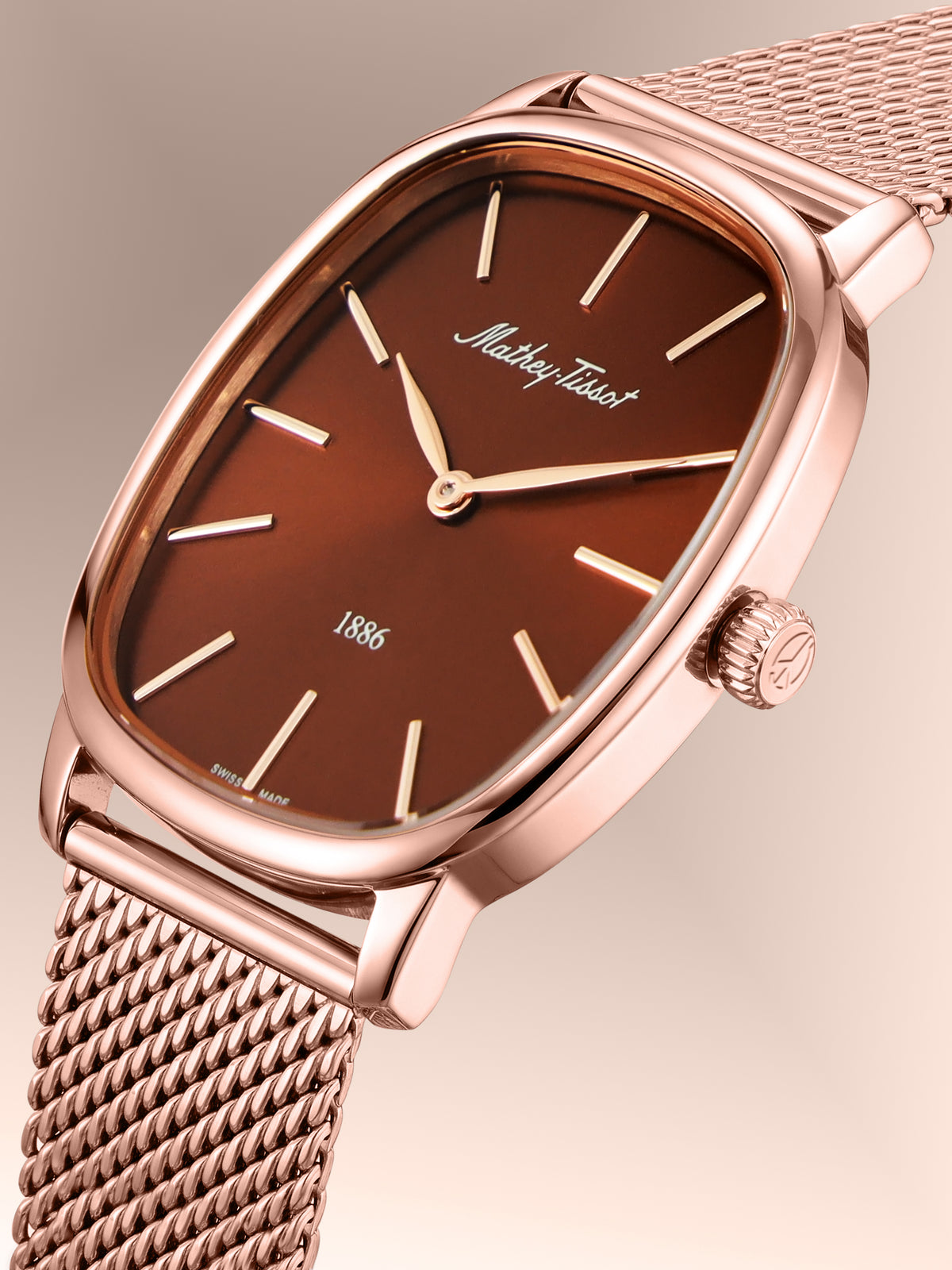 Mathey-Tissot Swiss Made Quartz Brown Dial Analog Watch - Ladies D7919PM