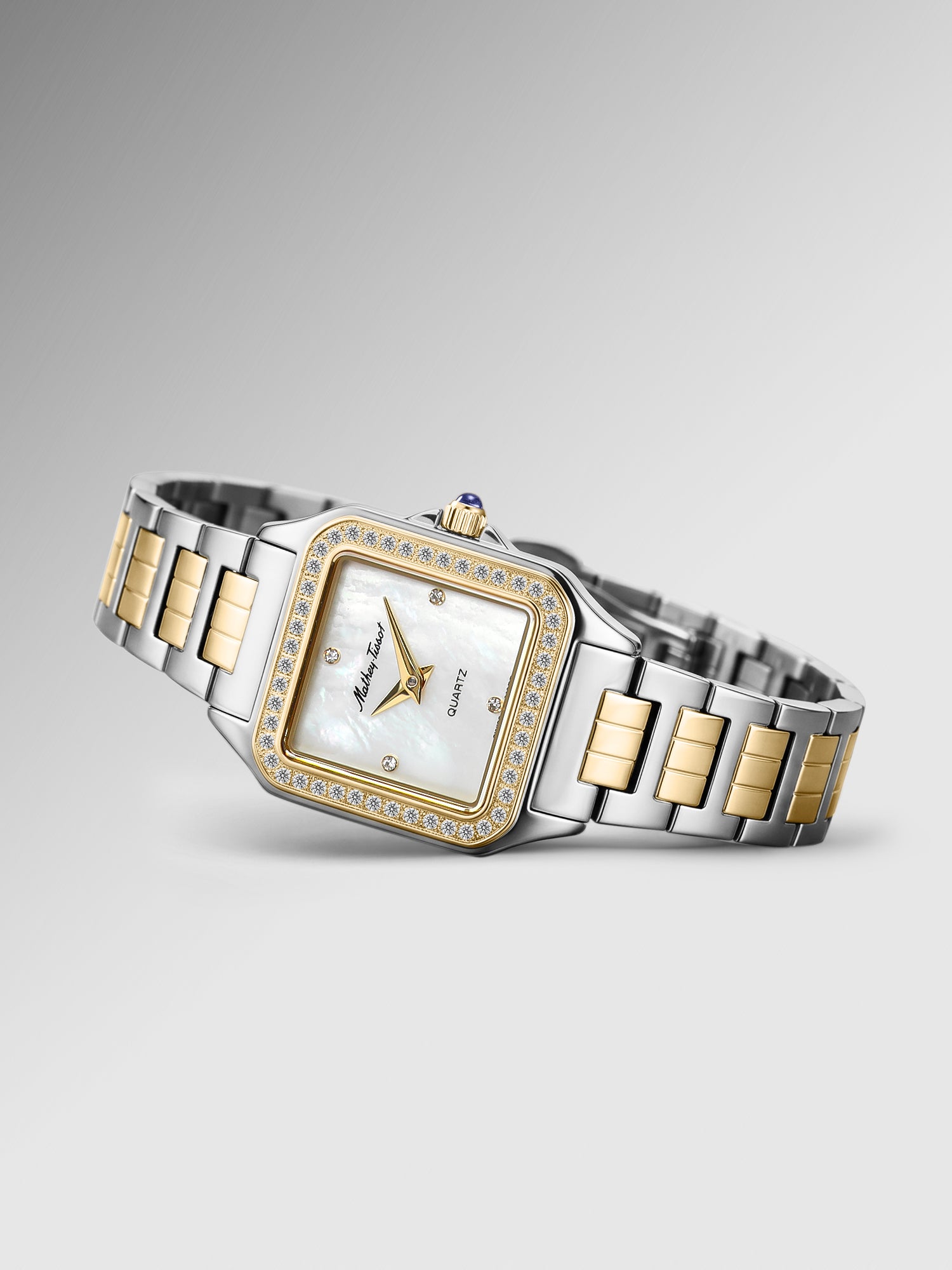 Mathey-Tissot Swiss Made Quartz White Mother of Pearl Dial Analog Watch - Ladies D971BQYI