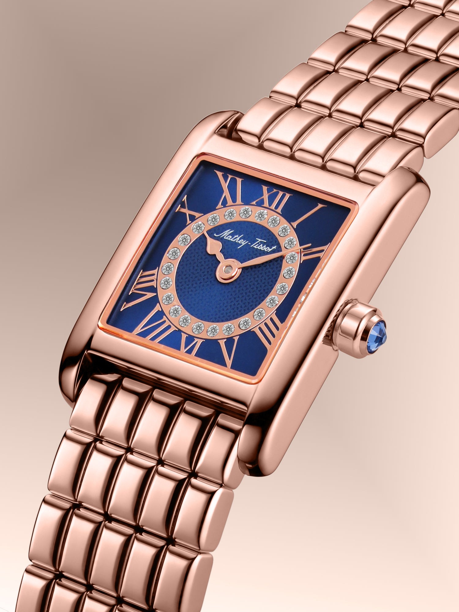 Mathey-Tissot Swiss Made Quartz Blue Dial Analog Watch - Ladies D972PRBU