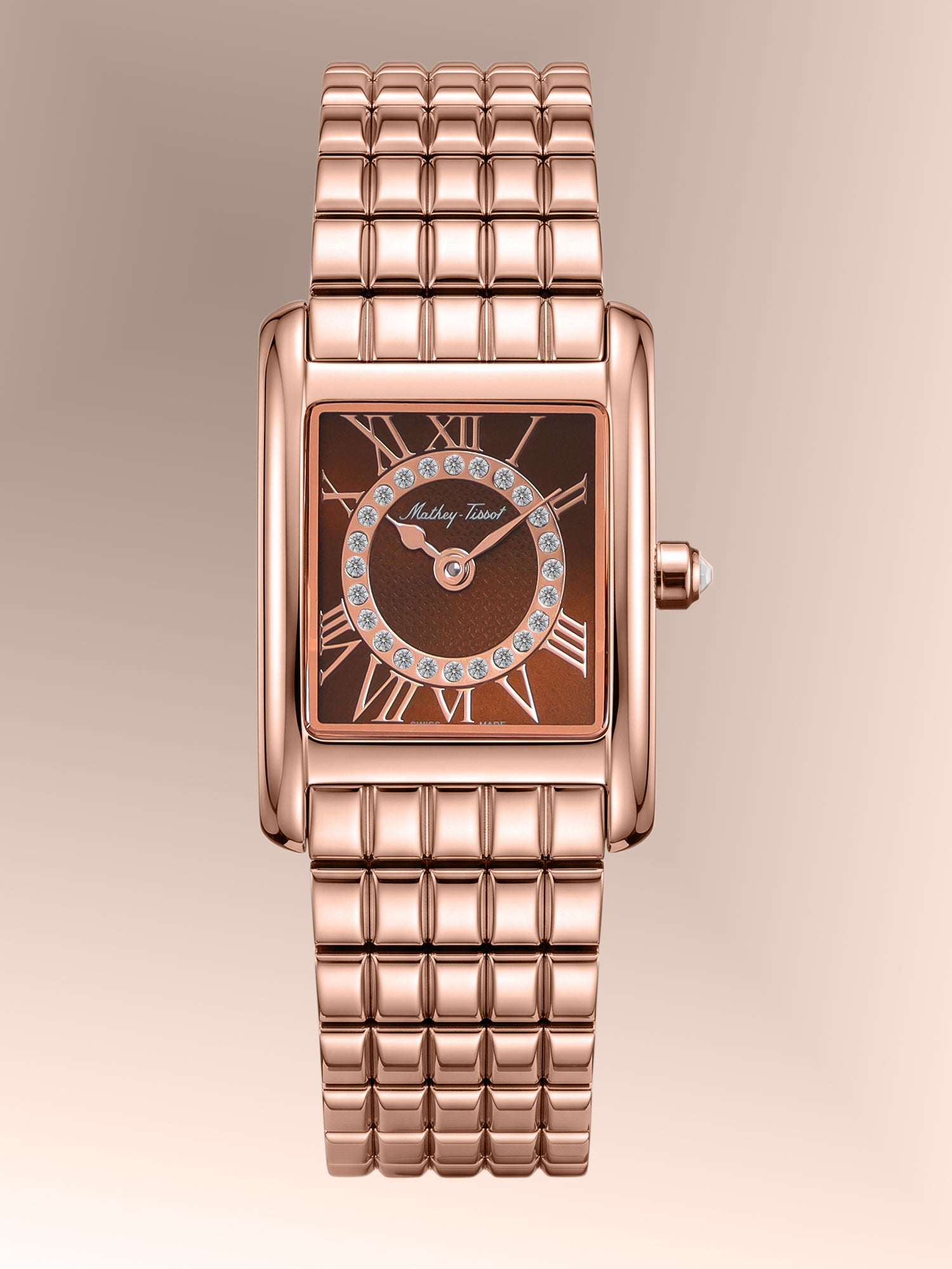 Mathey-Tissot Swiss Made Quartz Brown Dial Analog Watch - Ladies D972PRM