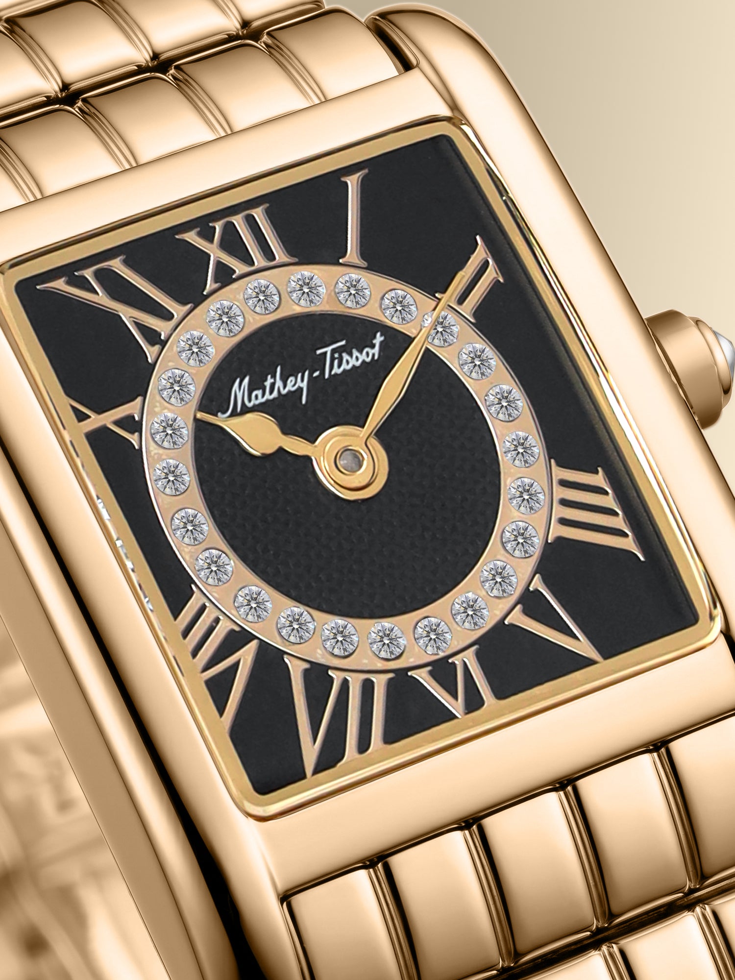 Mathey-Tissot Swiss Made Quartz Black Dial Analog Watch - Ladies D972PYN
