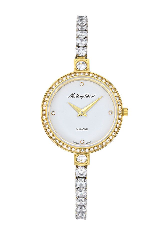 Mathey-Tissot Swiss Made Infinity Quartz Ronda 762 Movement White Dial Analog Watch For - Ladies D986SPYI