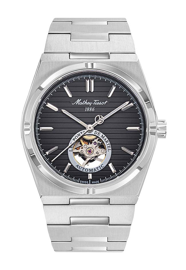 Mathey-Tissot Swiss Made Zeus Open Heart Automatic Black Dial Analog Watch For Gents - EF118ATAN