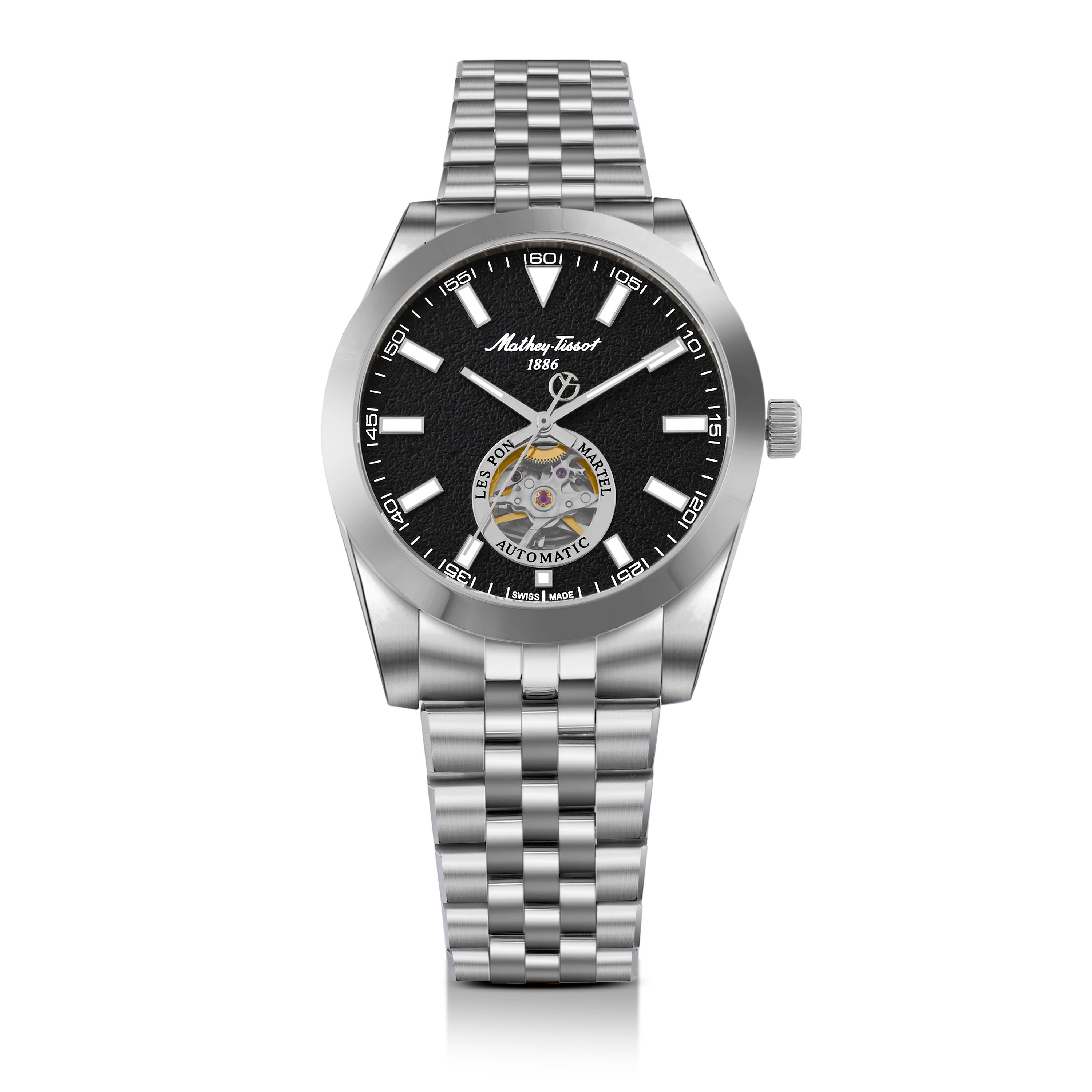 Mathey-Tissot Swiss Made Zeus Open Heart Automatic Black Dial Analog Watch For Gents - EF1450ATAN