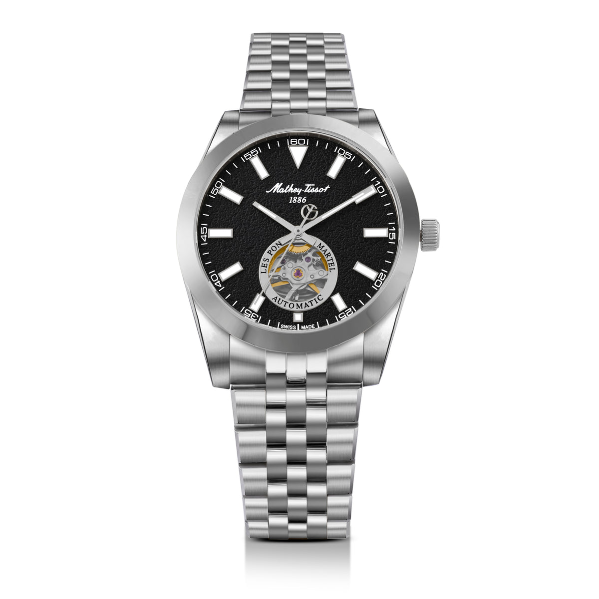 Mathey-Tissot Swiss Made Zeus Open Heart Automatic Black Dial Analog Watch For Gents - EF1450ATAN