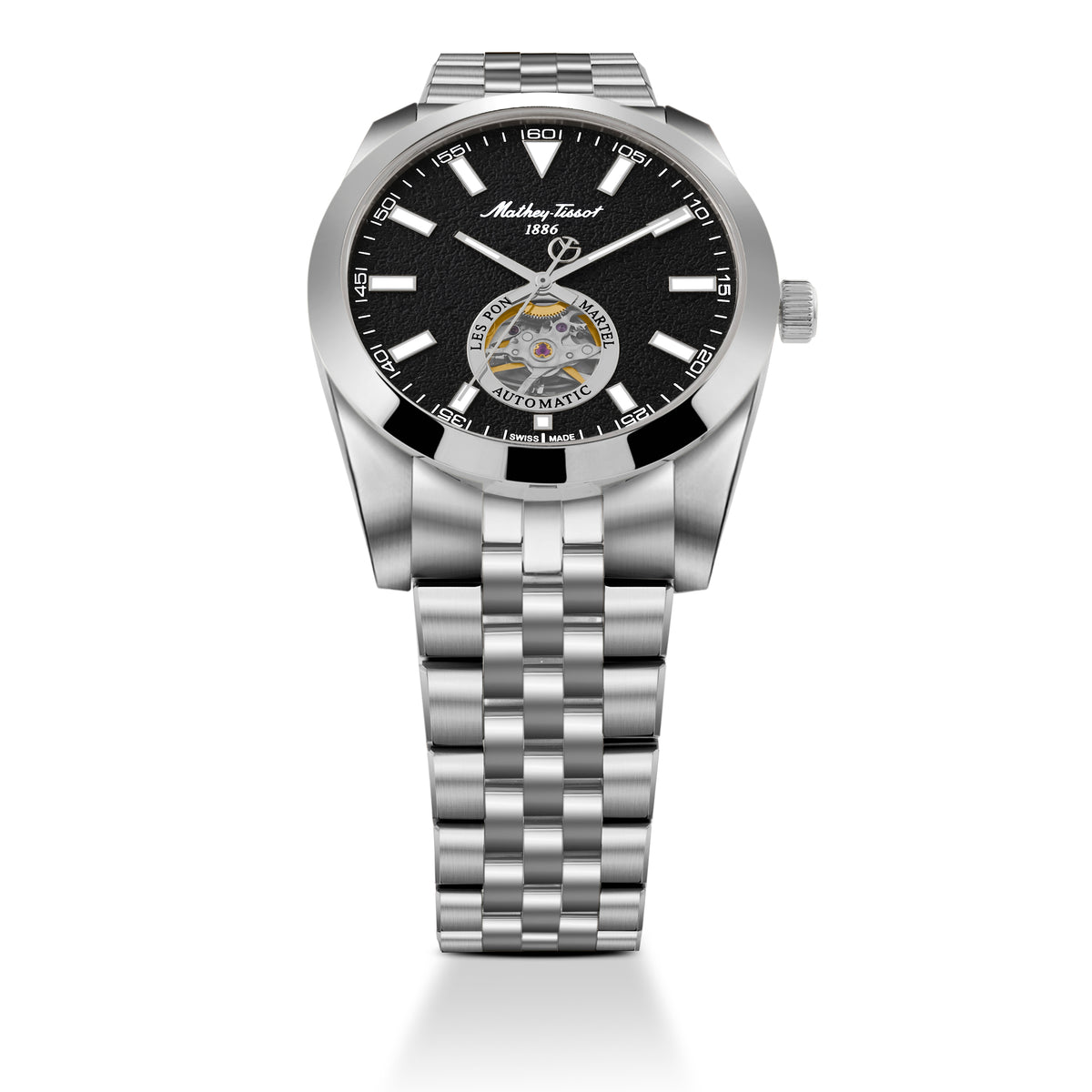 Mathey-Tissot Swiss Made Zeus Open Heart Automatic Black Dial Analog Watch For Gents - EF1450ATAN