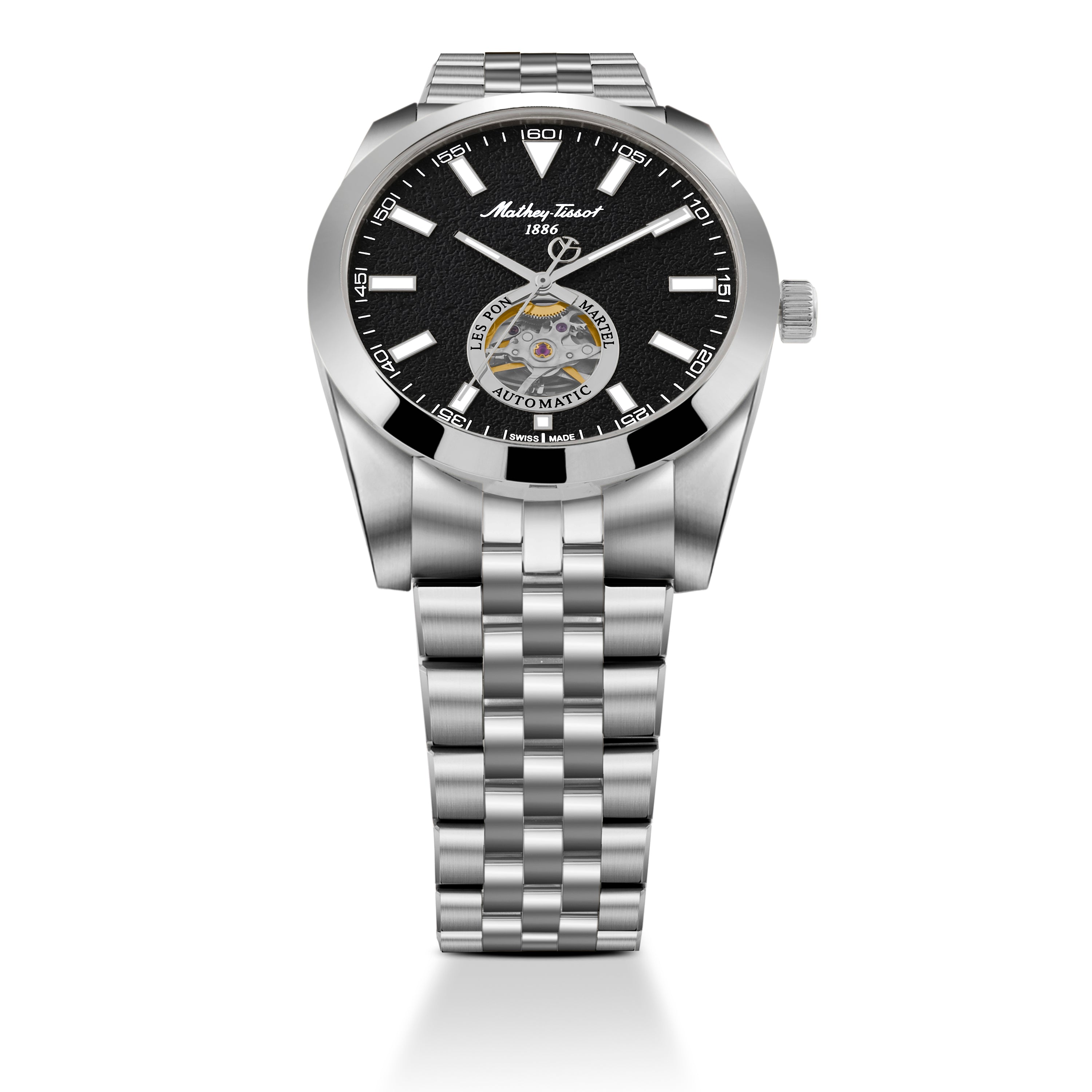 Mathey-Tissot Swiss Made Zeus Open Heart Automatic Black Dial Analog Watch For Gents - EF1450ATAN