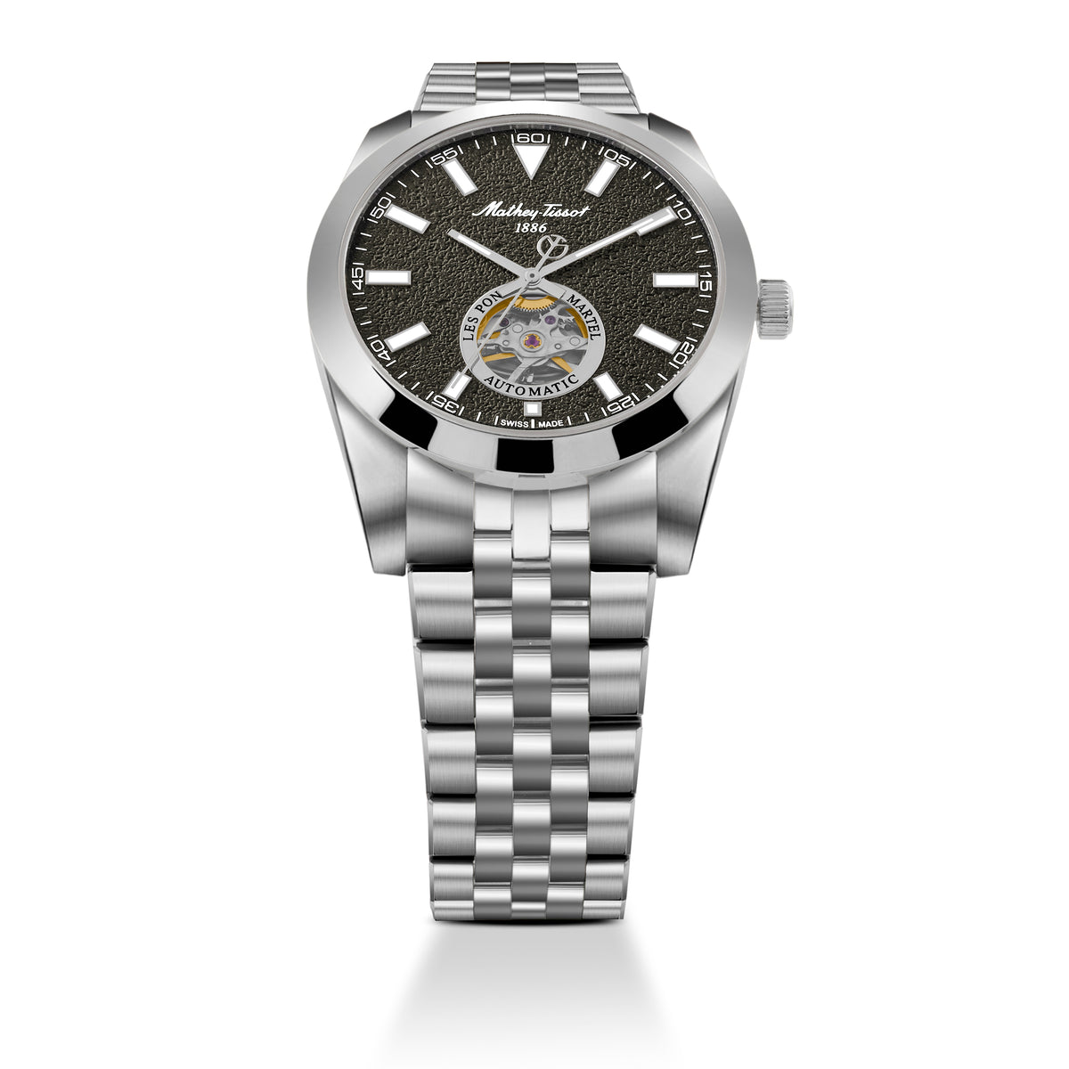 Mathey-Tissot Swiss Made Zeus Open Heart Automatic Grey Dial Analog Watch For Gents - EF1450ATAS
