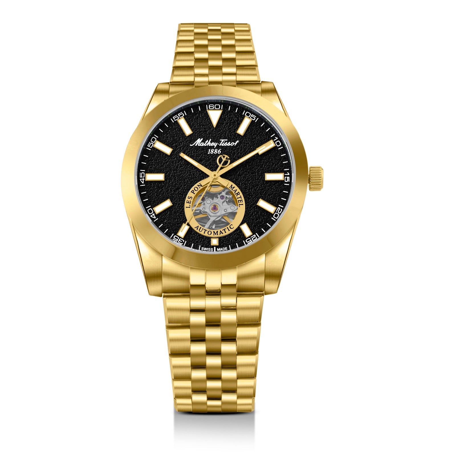 Mathey-Tissot Swiss Made Mathy I Open Heart Automatic Black Dial Analog Watch for Gents - EF1450ATPN