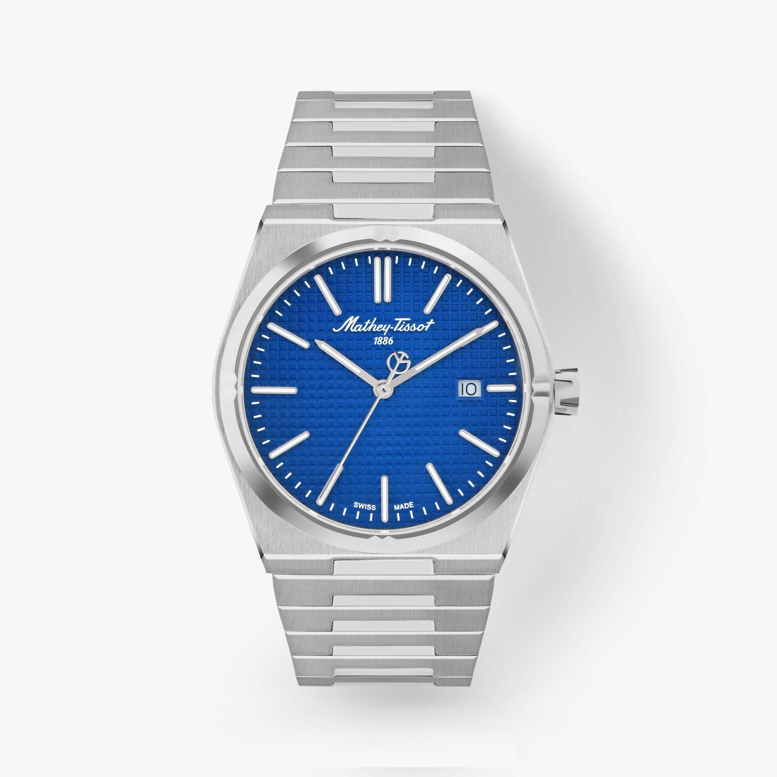 Mathey-Tissot Swiss Made Zeus Quartz Ronda 515 Movement Blue Dial Analog Watch For - Gents H117ABU