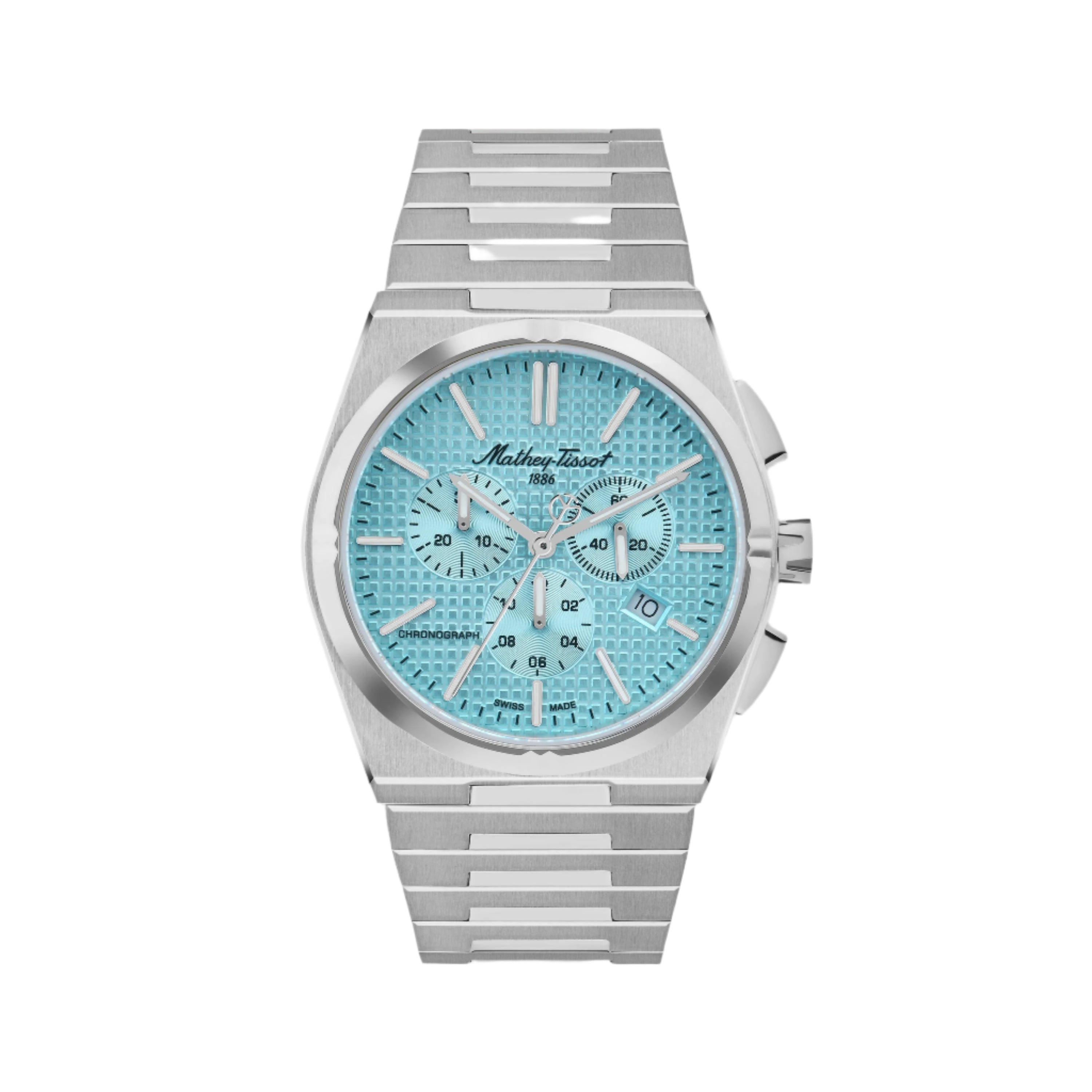 Mathey-Tissot Stainless Steel Silver Dial Quartz Chronograph Watch for Men - H117Chas, Silver Band