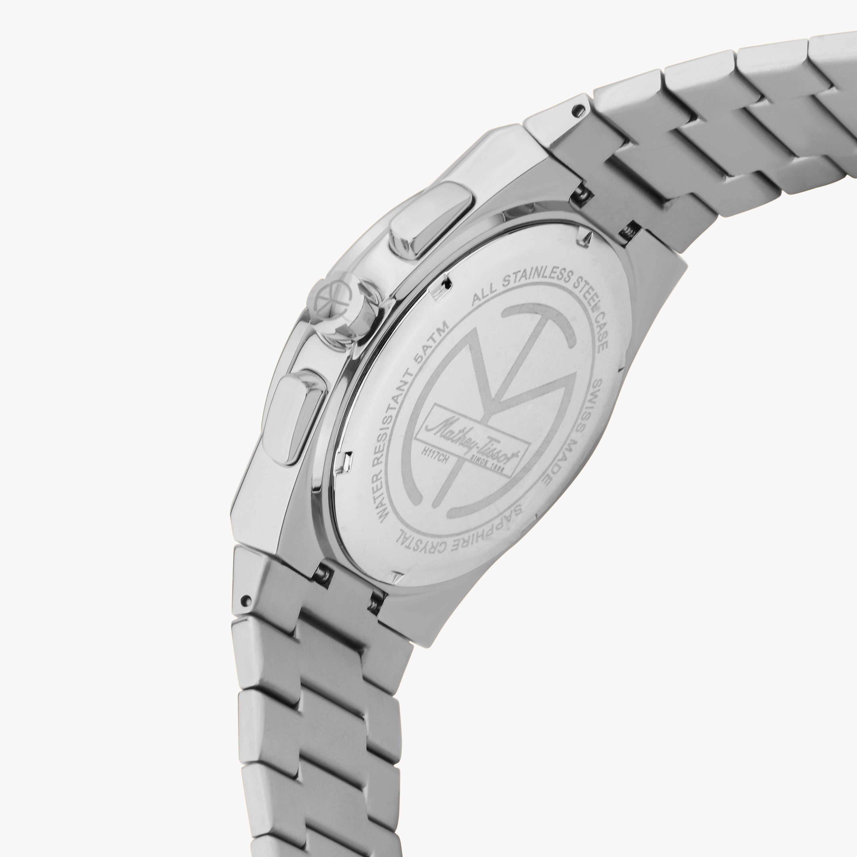 Mathey-Tissot Stainless Steel Silver Dial Quartz Chronograph Watch for Men - H117Chas, Silver Band