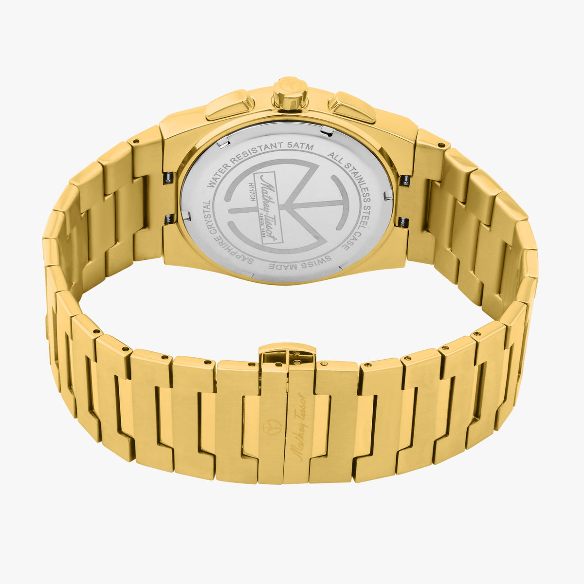 Mathey-Tissot Stainless Steel Gold Dial, Gold Band Quartz Chronograph Watch for Men - H117CHPDI