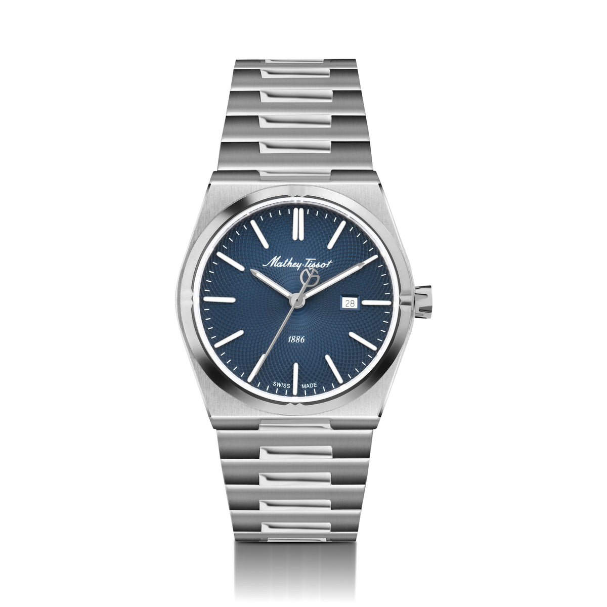 Mathey-Tissot Swiss Made Zeus Stainless Steel Blue Dial Quartz Gents Watch- H118ABU