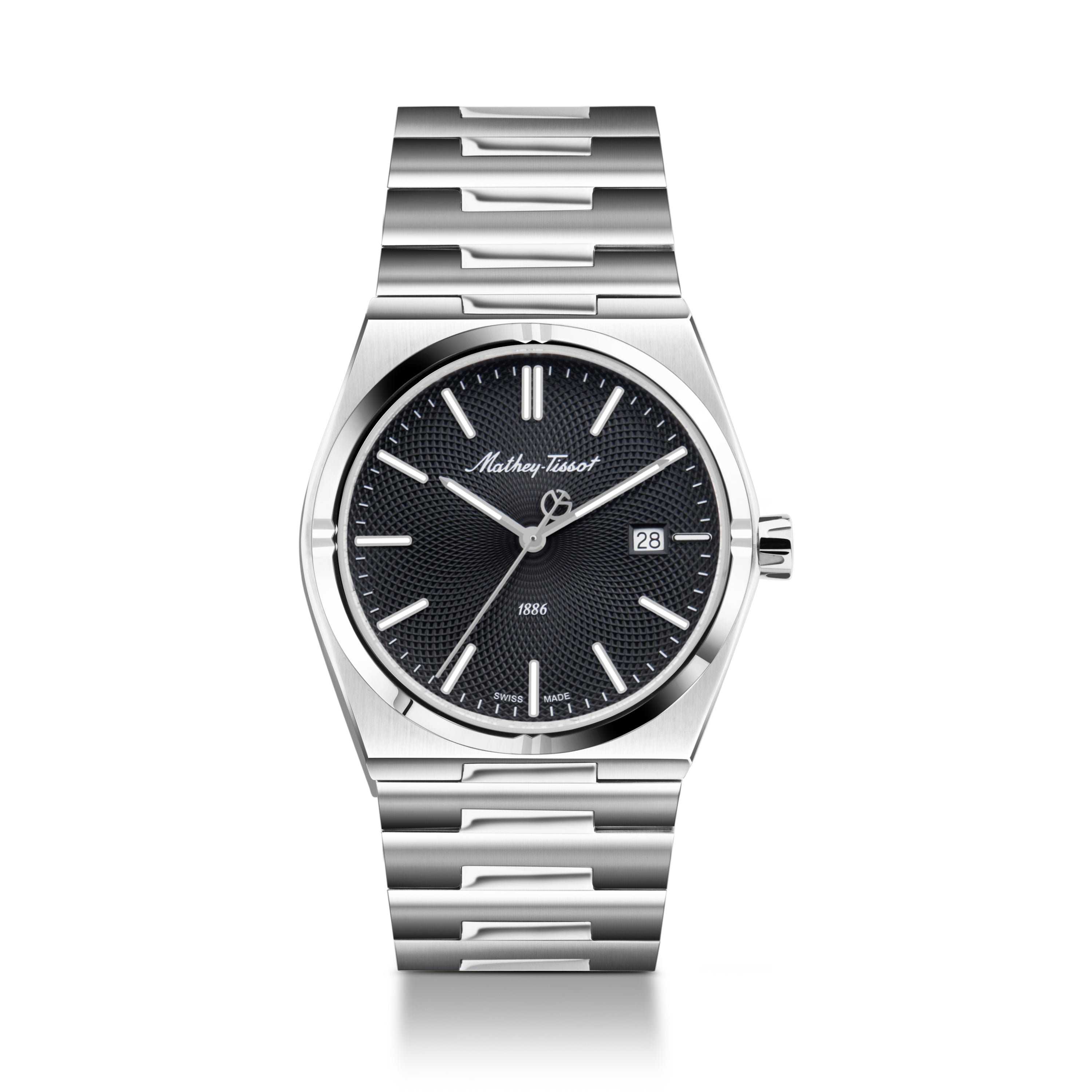 Mathey-Tissot Swiss Made Zeus Stainless Steel Black Dial Quartz Gents Watch- H118AN