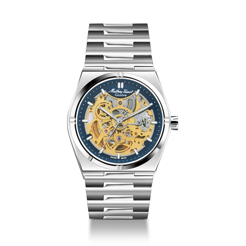 Mathey-Tissot Swiss Made Zeus Skeleton Stainless Steel Blue Dial Automatic Gents Watch - H118CFABU