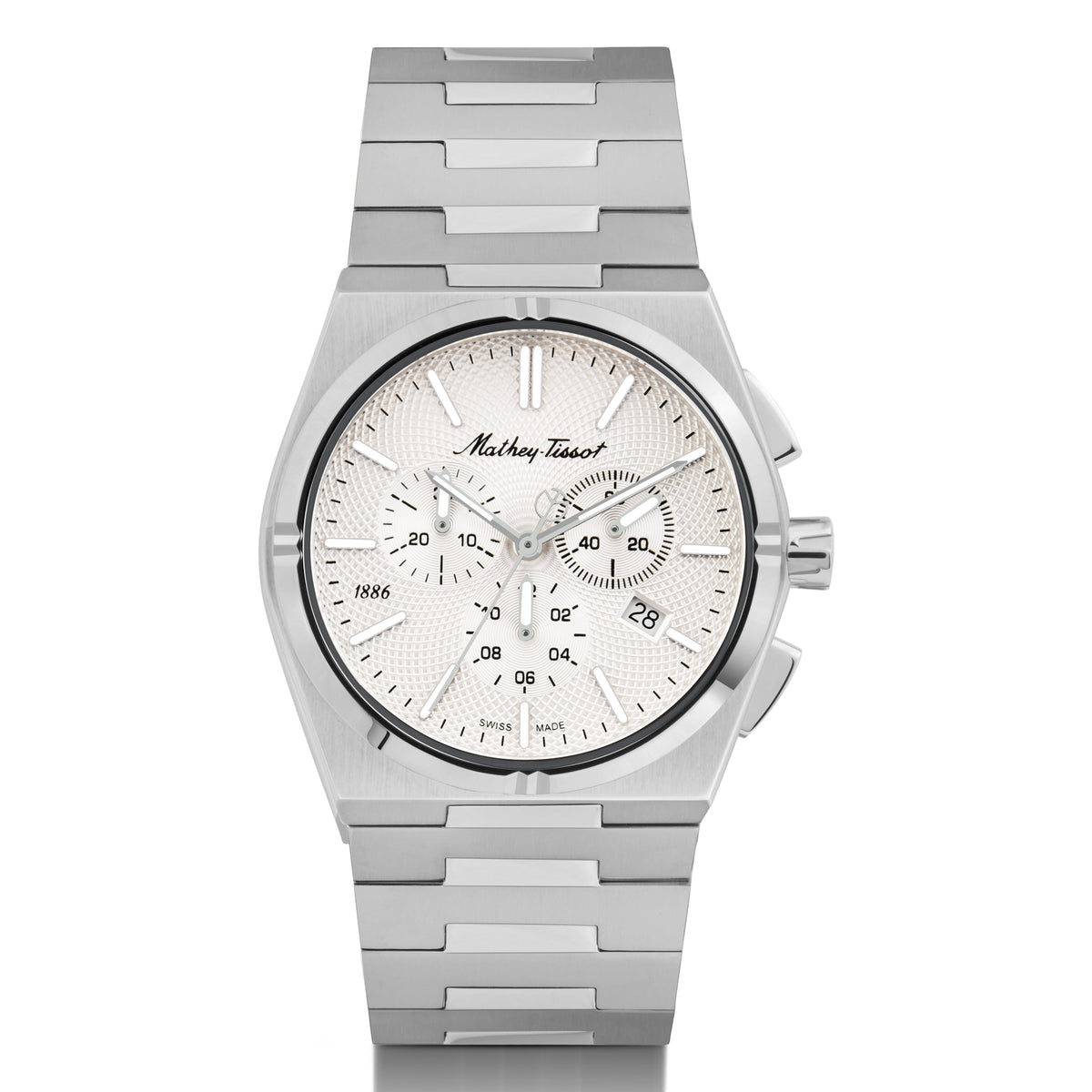 Mathey-Tissot Swiss Made Zeus Chrono Stainless Steel Silver Dial Quartz Gents Watch - H118CHAS