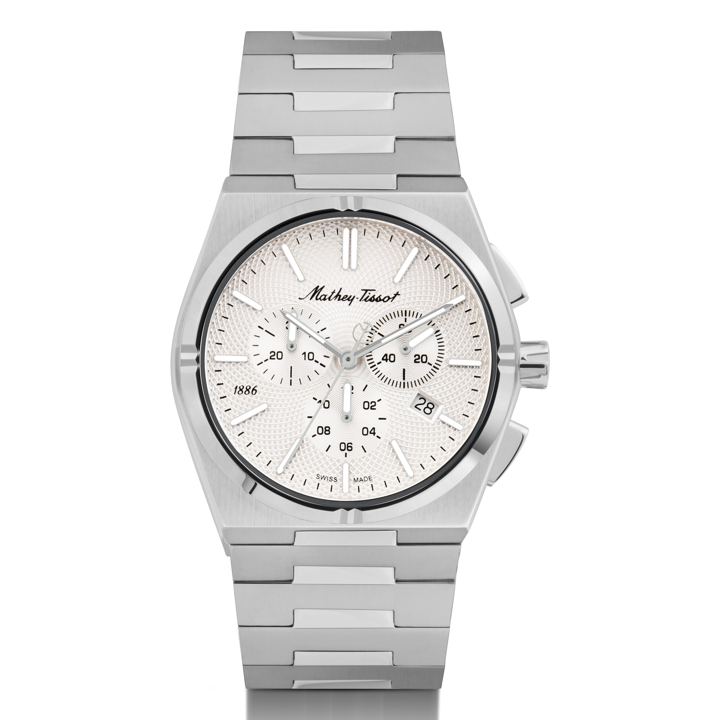 Mathey-Tissot Swiss Made Zeus Chrono Stainless Steel Silver Dial Quartz Gents Watch - H118CHAS