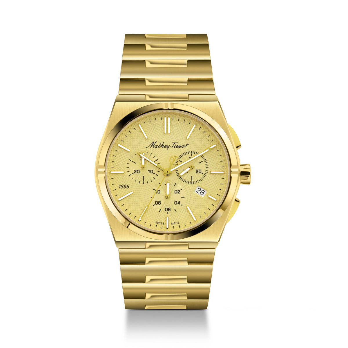 Mathey-Tissot Swiss Made Zeus Chrono Gold Tone Stainless Steel Gold Tone Dial Quartz Gents Watch - H118CHPDI