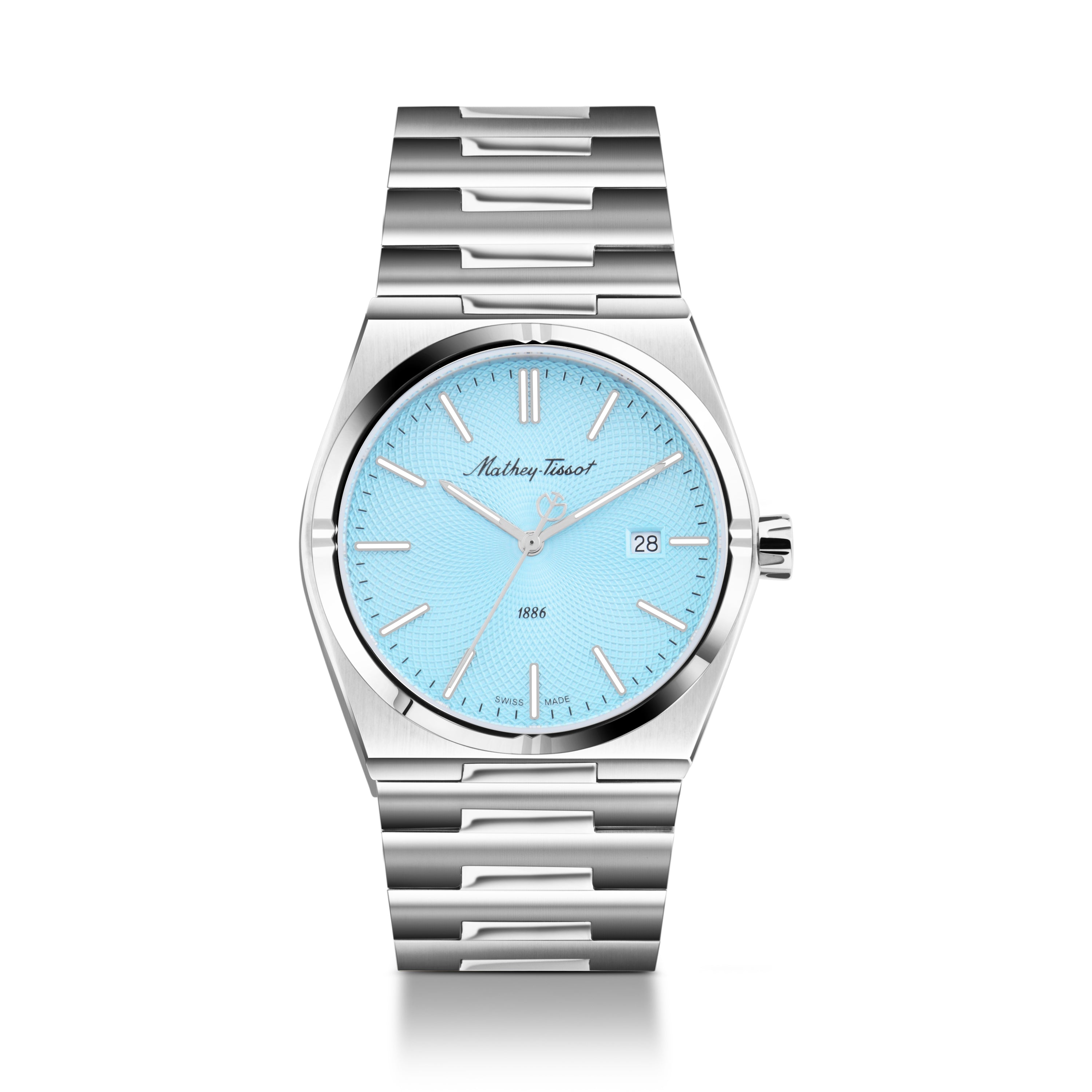 Mathey-Tissot Swiss Made Zeus Stainless Steel Blue Dial Quartz Gents Watch- H118SK