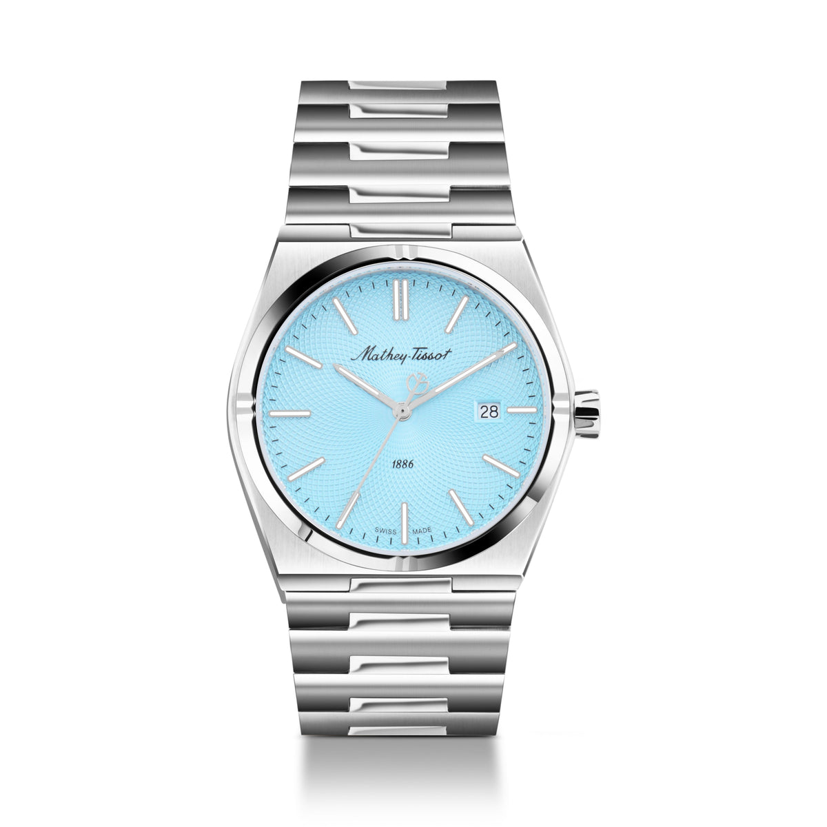 Mathey-Tissot Swiss Made Zeus Stainless Steel Blue Dial Quartz Gents Watch- H118SK