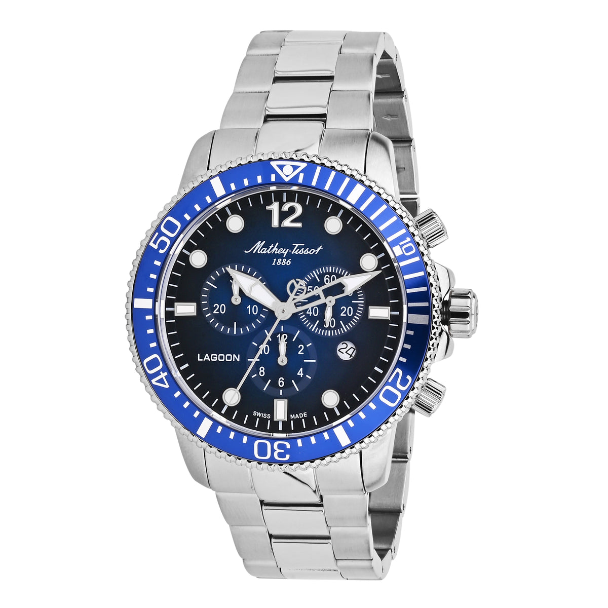 Mathey-Tissot Swiss Made Lagoon Chronograph Quartz 42.5 MM Blue Dial Mens Watch - H123CHABU