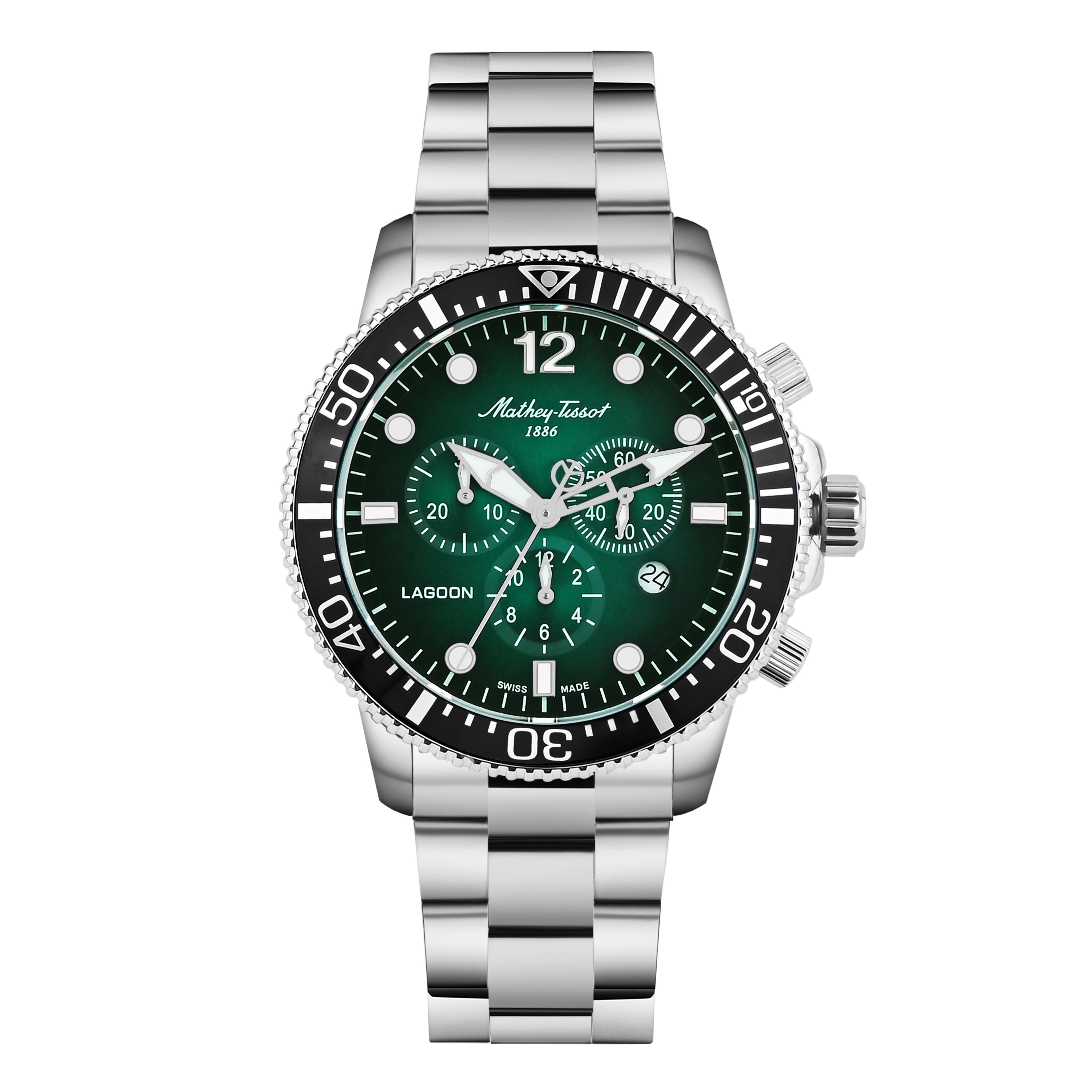 Mathey-Tissot Swiss Made Lagoon Chronograph Quartz Green Dial Mens Watch - H123CHAV
